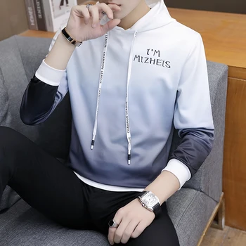 

The new men's long sleeve autumn 2019 teenagers who gradient of cultivate one's morality leisure hooded fleece clothing trend
