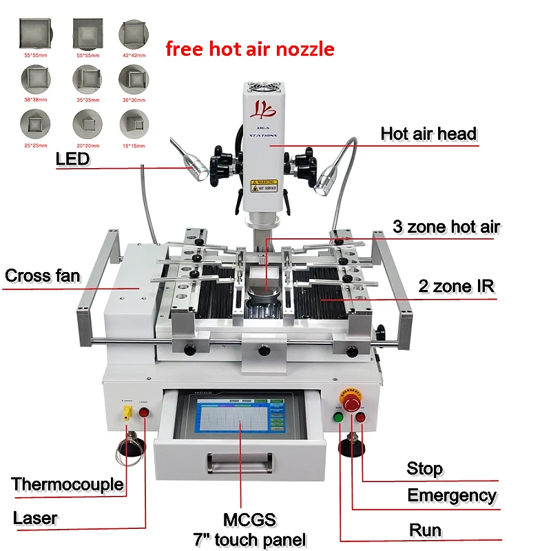 

Upgrade LY R690 V.3 BGA Rework Station solder stations 3 zones hot air touch screen with laser point 4300W Russia free tax