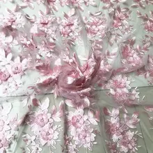 GLace 1Y/Лот, розовая кружевная вышивка, 3D Цветочная сетка, швейная ткань для женщин, платье, ткань, аксессуары, TX