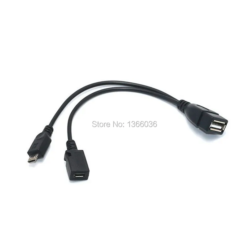 500pcs 2 in 1 OTG Micro USB Host Y Spitter Adapter to 5 Pin Male Female Cables for Xiaomi Samsung Android Phone | Электроника