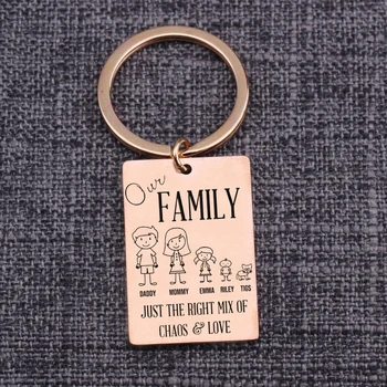 

Custom Family Members Personalized Name Families Keepsake Keyrings Dad Mom Daughter Son Pets Together Keyrings Bag Charm Present