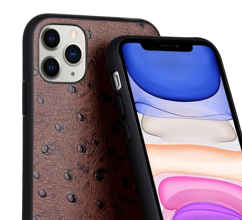 Мягкий чехол из натуральной кожи и ТПУ для iPhone 11 Pro Max, Роскошный милый ультратонкий жесткий чехол со страусом для iPhone11 Promax
