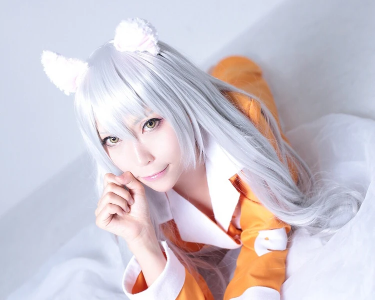 Головной убор для косплея Neko Monogatari Hanekawa Tsubasa 100 см чистый белый термостойкий