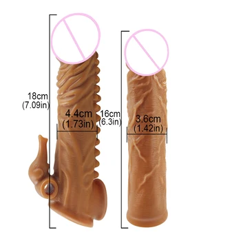 Liquid silicone Realistic Condom Reusable Penis Sleeve Enlargement Condoms Male Cock Extender Dildo Enhancer Sex Toys For Men 5
