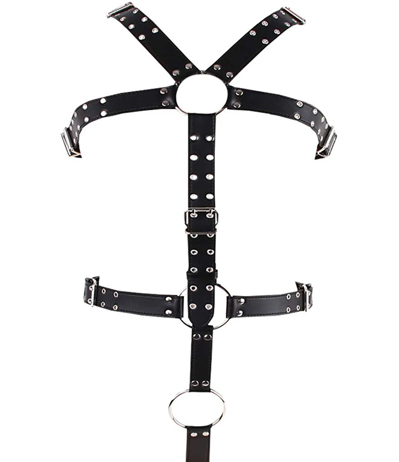 Мужской кожаный нагрудный ремень черный с регулируемой пряжкой для танцев| |