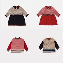 Зимнее вязаное платье карамельного цвета для маленьких девочек; одежда для малышей; красивое шерстяное теплое платье; фирменный дизайн; платья-пачки с рукавами-оборками