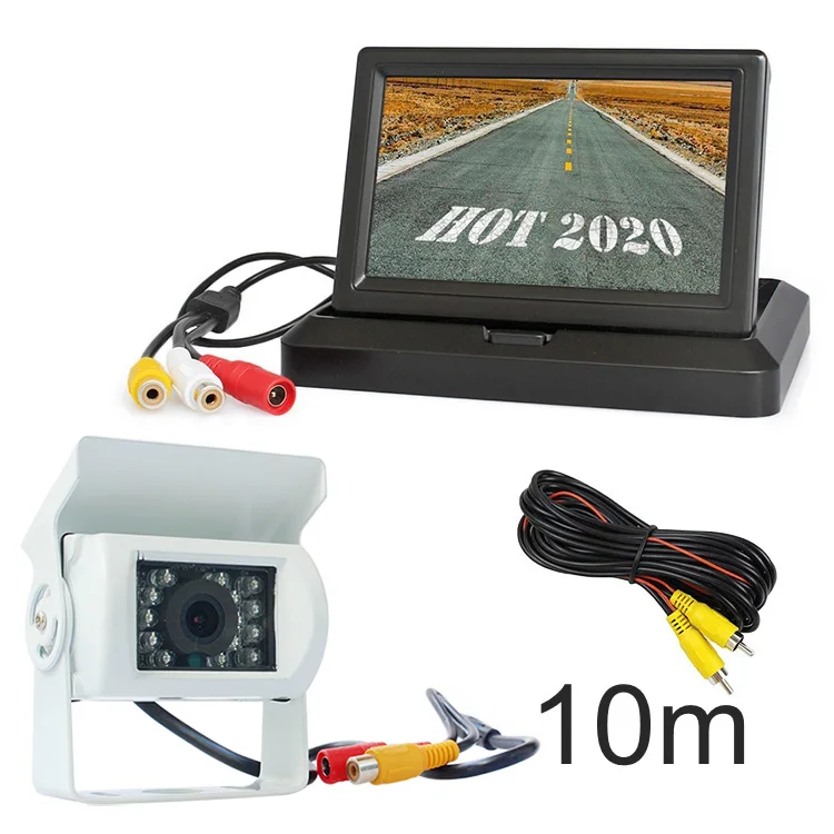 DIYSECUR DC12V-24V " Складной автомобильный монитор HD водонепроницаемый ИК Ночное Видение заднего вида автобусная камера для грузовика Караван Автобус Ван белый - Название цвета: 10m