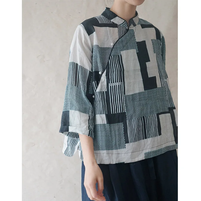 SCUWLINEN 2020 Autumn NEW Women Tops Geometric