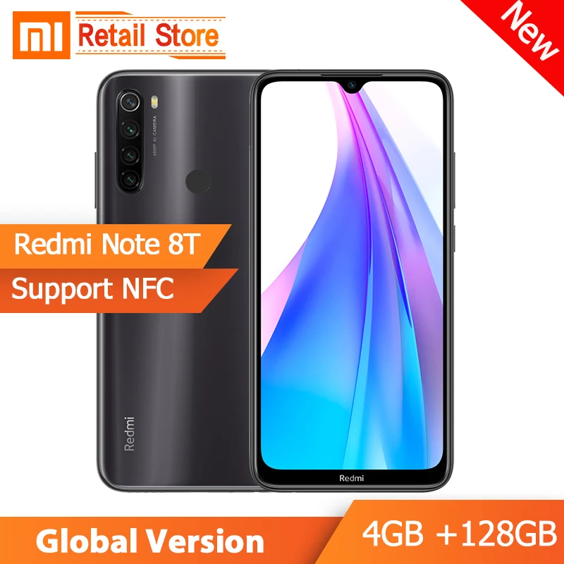 Xiaomi redmi Note 8 T, 4 Гб, 128 ГБ, восьмиядерный смартфон Snapdragon 665, redmi 8 T, 6,3 дюймов, FHD, 48MP, четырехъядерный мобильный телефон, NFC, 4000 мА/ч