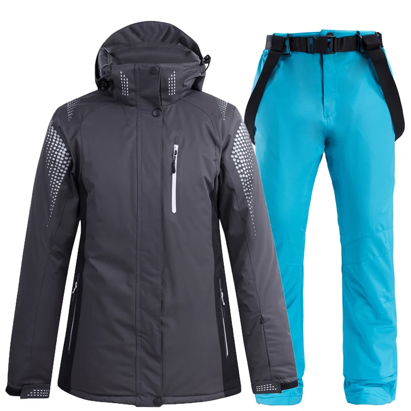 Зимний лыжный костюм для женщин, ветронепроницаемый, водонепроницаемый, для спорта на открытом воздухе, лыжная куртка и брюки, костюм, комплекты, спортивная куртка, брюки, сноуборд, костюмы - Цвет: color07
