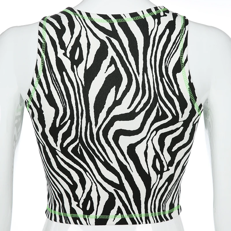 Iamhotty Топ без рукавов в полоску с зеброй Camisetas Tirantes Mujer топы на бретелях женская летняя уличная одежда простые базовые женские топы