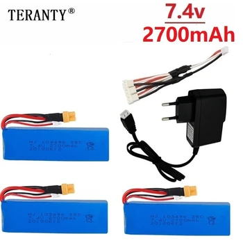 

Upgrade 7.4V 2700mAh Lipo Battery charger set for MJX Bugs 3 B3 RC Quadcopter Spare Parts 7.4v Rechargeable Battery 2s 1800mah
