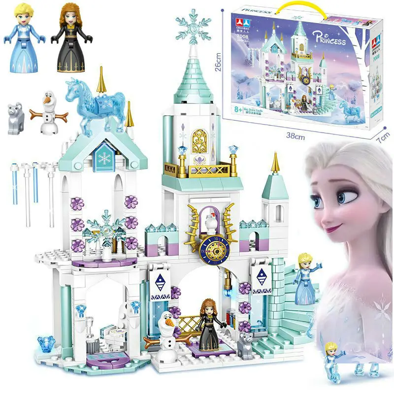 

2020 New Disney Frozen Elsa Anna Olaf Cinderella Princess Building Model Block Set Mermaid Castle Compatible Brick Kids Toy Gift