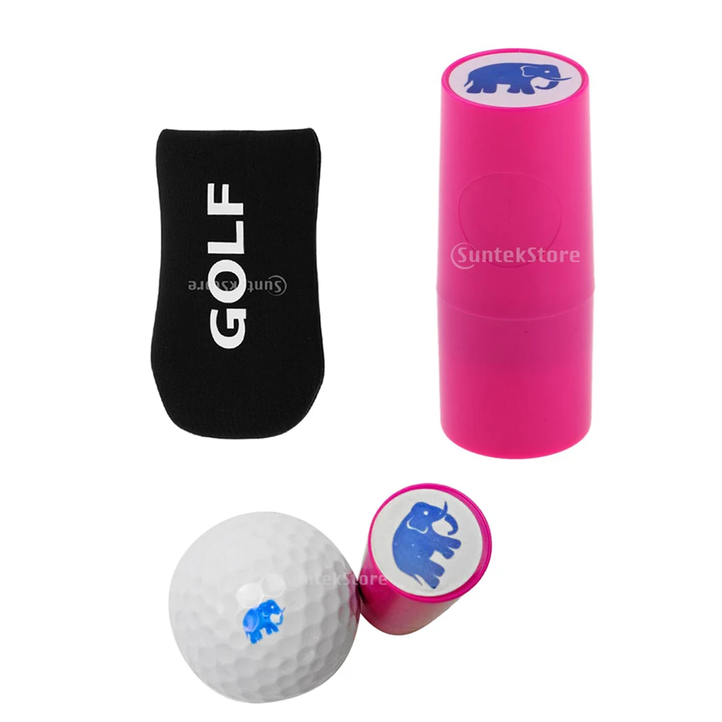 1 Piece Golf Ball Stamp Stamper Marker Elephant Shape for Golf Ball Decor. +1x Golf Mallet Head Cover Putter Cover