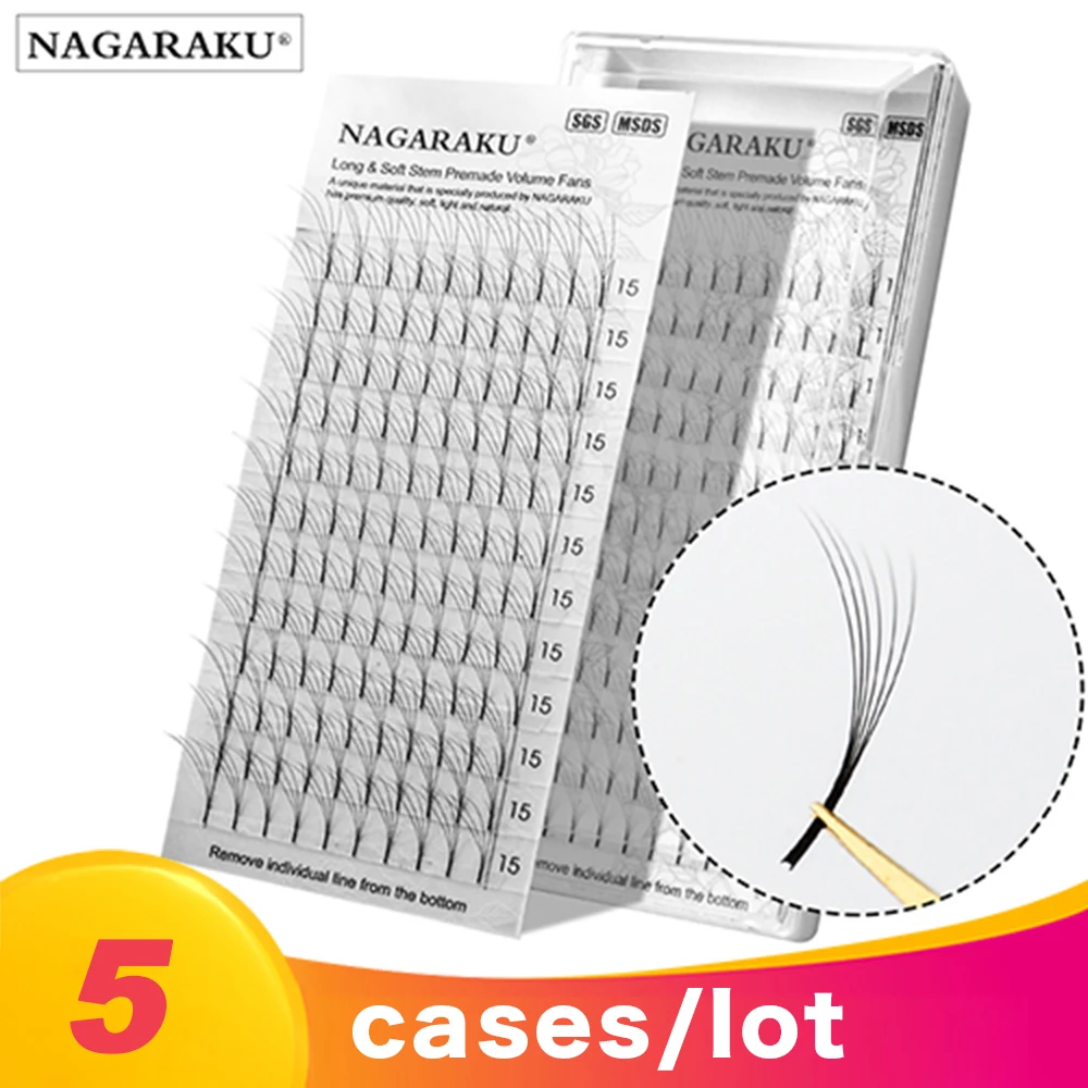 Ресницы NAGARAKU 3D/4D/5D/6D готовые объемные черные ресницы из искусственной норки для