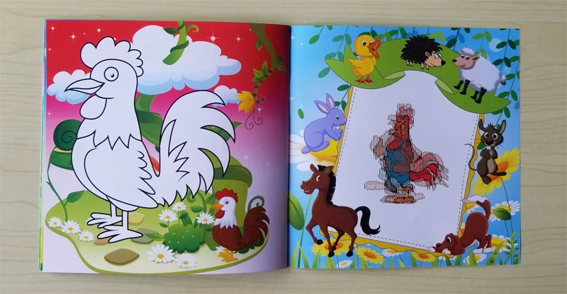 Cartoon Livestock Coloring DIY Children's Puzzle Movable Magic Coloring Book School Office Supplies 3