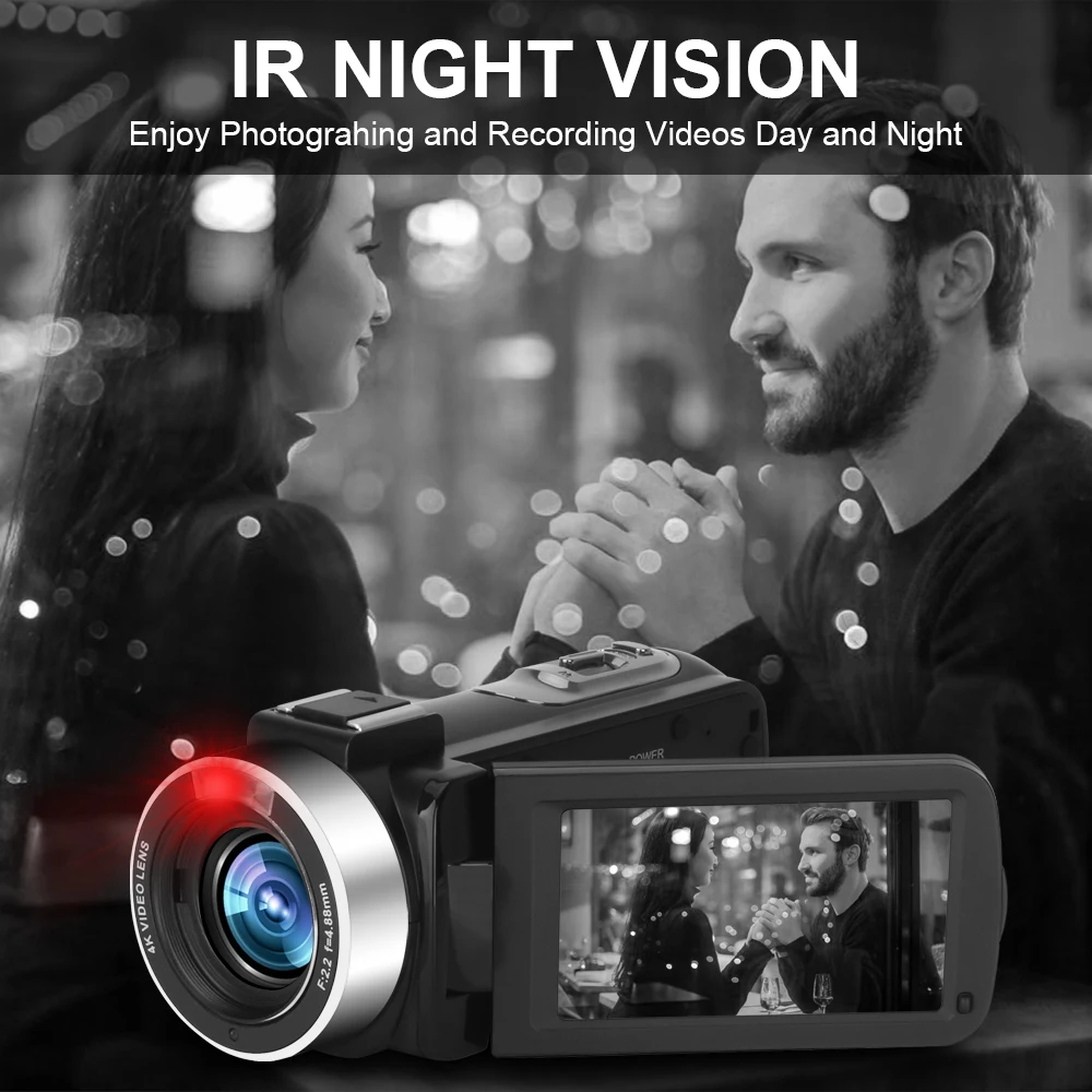 2021 Newest Video Camera Vlogging for Youtube Recorder WiFi IR Night Vision 48MP Digital Camera for Amateur Camcorder digital camera with bluetooth