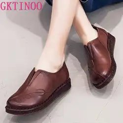 GKTINOO/Модная обувь ручной работы в стиле ретро; женская обувь на плоской подошве из натуральной кожи с мягкой подошвой; мягкая удобная обувь;