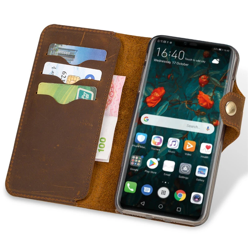 Flip For Huawei P10 P20 P30 Lite case Mate 10 20 lite Pro Y6 Y7 Y9 P Smart 2019 Crazy Horse skin For Honor 7 8X 9 10 20lite case