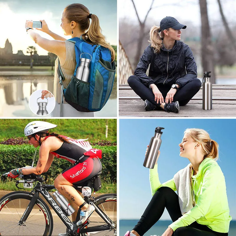 Нержавеющая сталь Спортивная бутылка для воды с трубочкой холодной водой