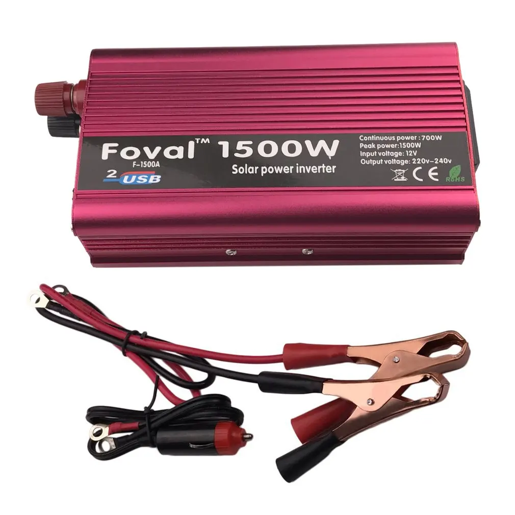 1000W Car Power Inverter DC12V To AC220V Aluminum Alloy Dual USB Charger Converter High Converting Efficiency Converter