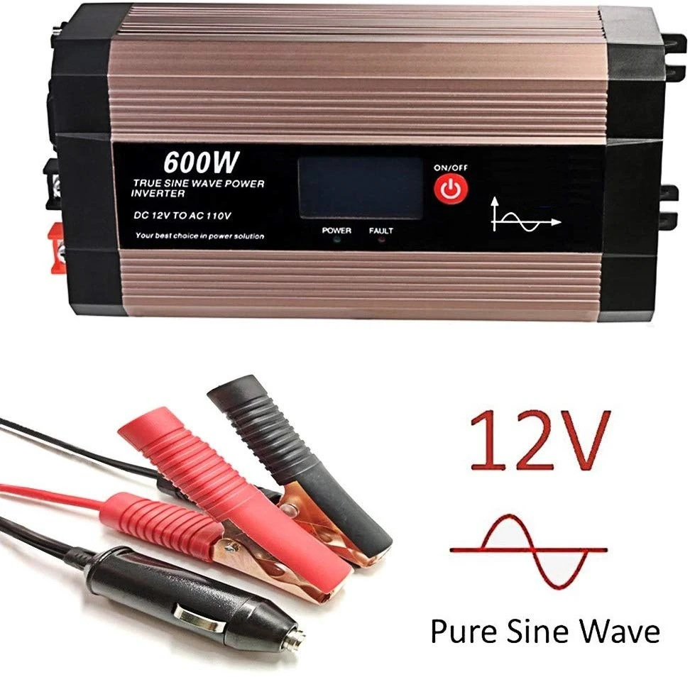 Power Inverter Pure Sine Wave 600 Watt 12V DC to 110V 230V with LCD  Display, Dual AC Outlets and USB Port, Perfect for Emergency|Inverters &  Converters| - AliExpress