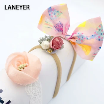 

3Pcs Baby Elastic flower headband baby Headbands Hair Girls Bebe Bowknot Hairband Toddler Infants accessories photography props
