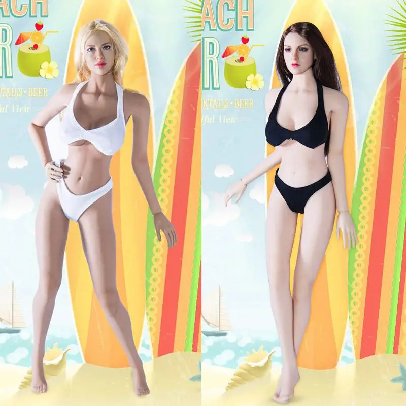 

1/6 Scale Female Soldier Sexy Black/White Bikini Suit Set clothing for 12in Phicen S10D S12D S07C Steel Body model figure toy
