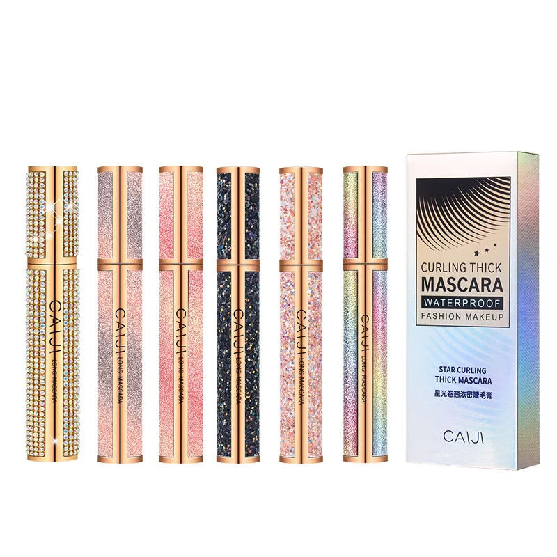 

6 color Glitter Diamond Mascara Fiber Eyelash Extension Waterproof Long Lasting Thicken Lengthening Curling Black Makeup Tool