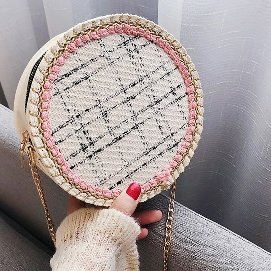 Aelicy Bolsos модные женские сумки-мессенджеры круглые Сумки На Плечо Дизайнерские Сумки через плечо твидовые сумки для женщин сумки с цепочками