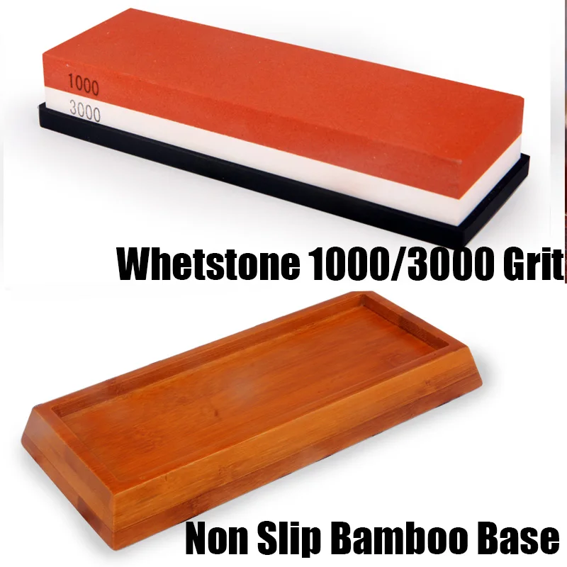 

Non Slip Bamboo Base Double-side whetstone knife sharpener kitchen tools honing sharpening for a knift stone stoning grinder