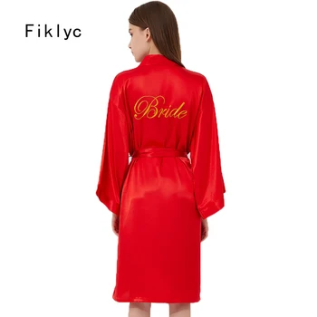 

Fiklyc underwear women's robes satin sexy wedding bride & bridesmaid bathrobes new arrival beautiful female nightwear HOT