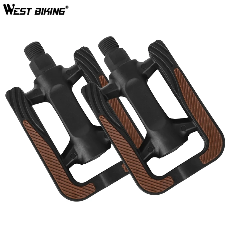 West biking 14 мм MTB/дорожный велосипед педали предупреждающий, светоотражающий лист противоскользящий дизайн PP Велоспорт велосипед шарикоподшипник педали