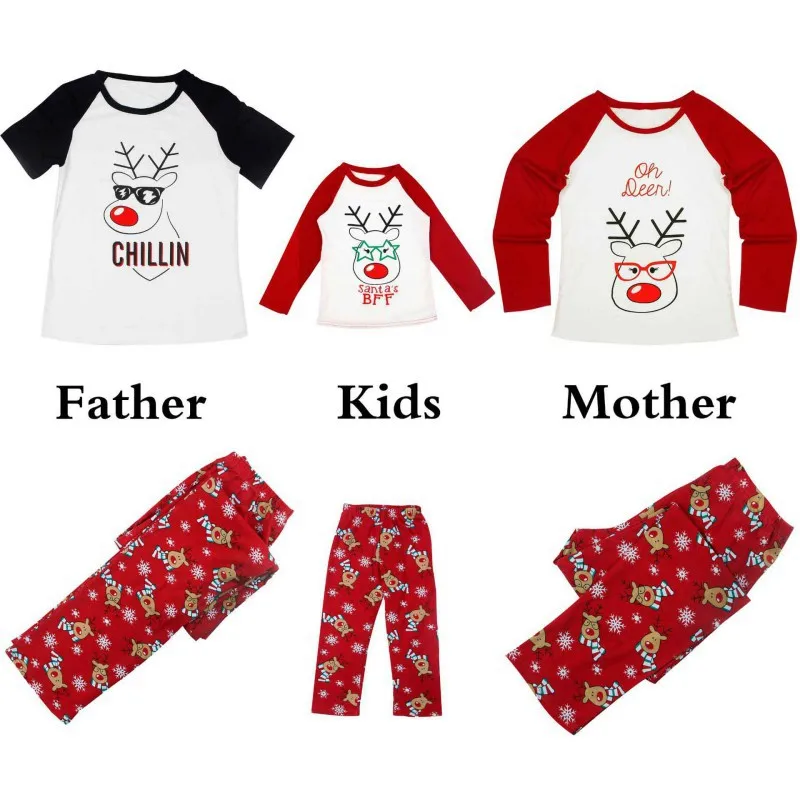 

Family Matching Clothes Outfit Mom and Father Kid Christmas Pajamas Clothes Print Long Sleeve Sweatershirt+Pants 2pcs Family Christmas Pajamas Clothes Set