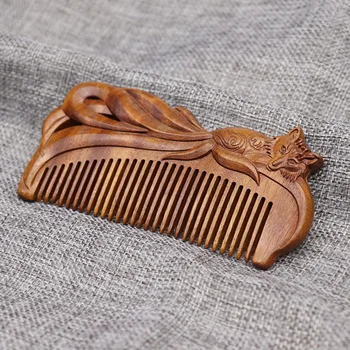

Wooden Fox Shape Souvenir Massage Home Anti Static Gift Hair Brush Grooming Craft Comb Portable Travel Styling Tool