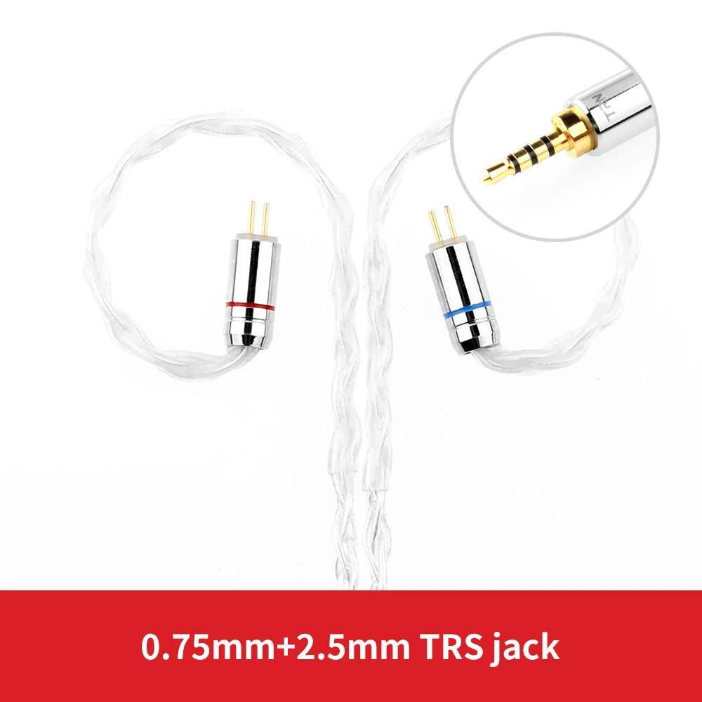 2.5mm with 0.75mm Лампа указателя T3 чистого серебра 8 жильный кабель 2,5 3,5 мм MMCX/2Pin обновления наушники кабель для TFZ TRN V90 KZAS10/ZS10 CCAC16 NICEHCK NX7 Pro - Цвет: 2.5mm with 0.75mm