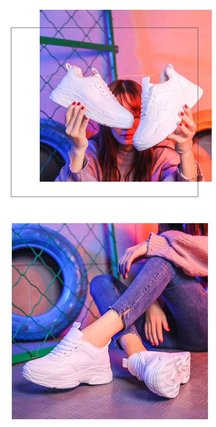 SWYIVY/женские кроссовки на платформе; Новинка года; зимняя обувь; женские белые кроссовки; обувь для школьников на каждый день; теплая плюшевая Осенняя обувь для папы на меху