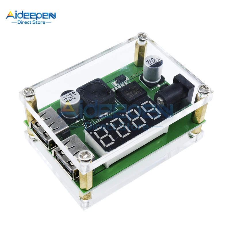 Двойной USB DC-DC 6 V-40 V до 5V 3A светодиодный цифровой Дисплей модуль ldo понижающего преобразователя вольтметр модуль с Чехол 9V 12V 24V 36V для автомобиля
