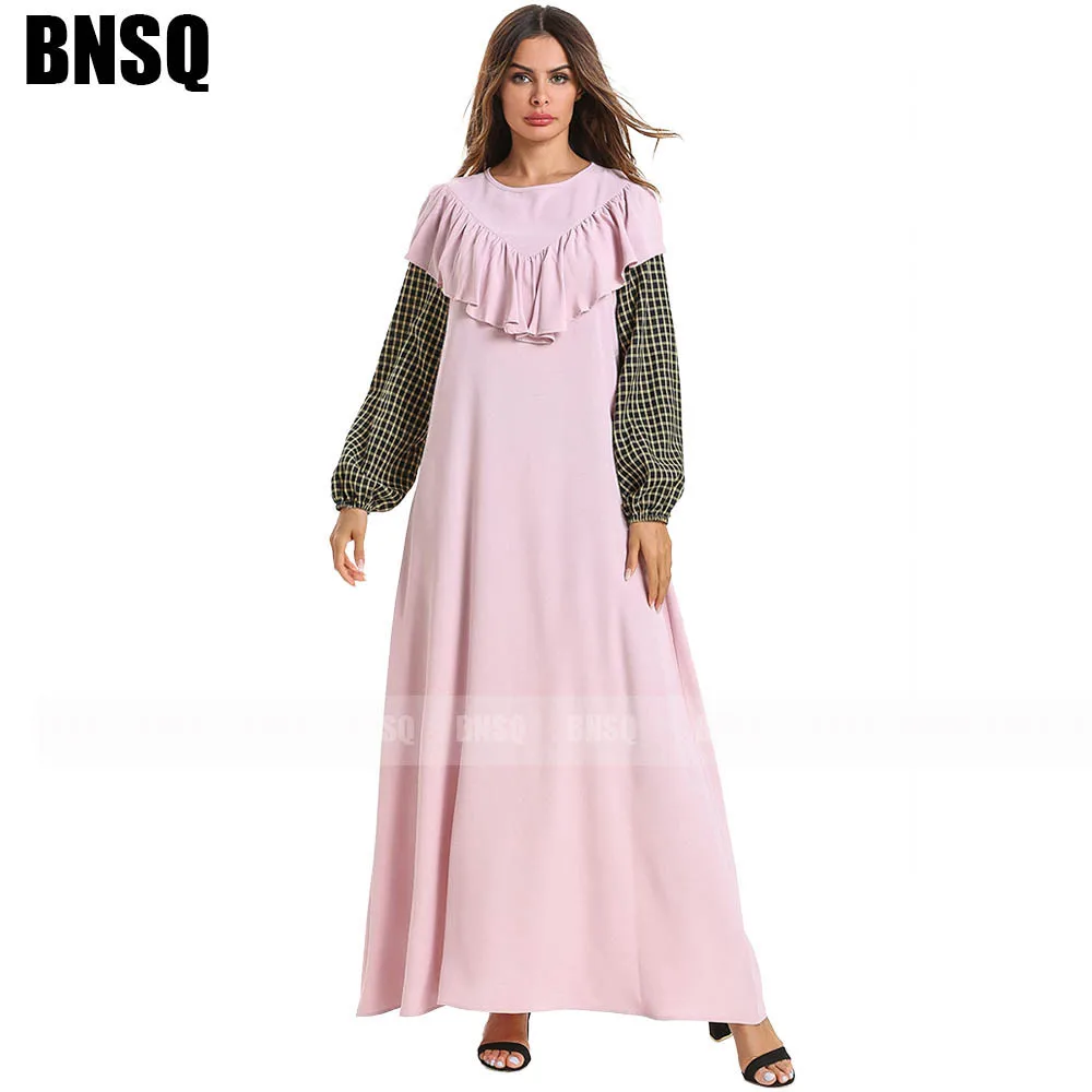 7572 pink BNSQ Дубай абайя для женщин хиджаб арабское вечернее платье кафтан марокейн кафтан Djelaba Femme мусульманское платье мусульманская одежда - Цвет: 7572 pink