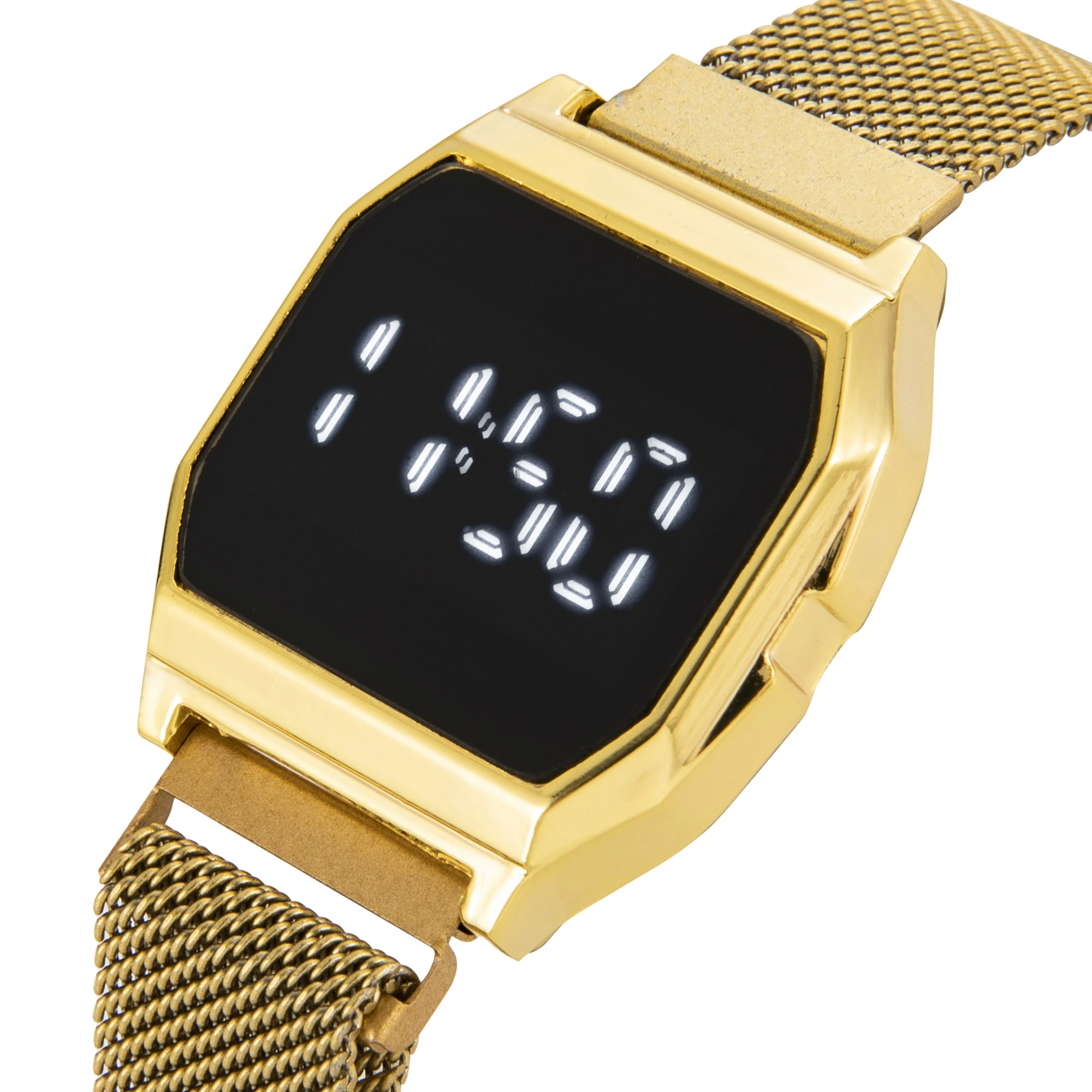 Fashion Sport Watch Luxury Brand Gold Women Watches Stainless Steel Magnetic Strap Digital Watch For Men Women reloj hombre