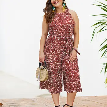 

Women Polka-dot Jumpsuit Jumper Elegant Casual Loose Sling Rompers Summer Party FS99