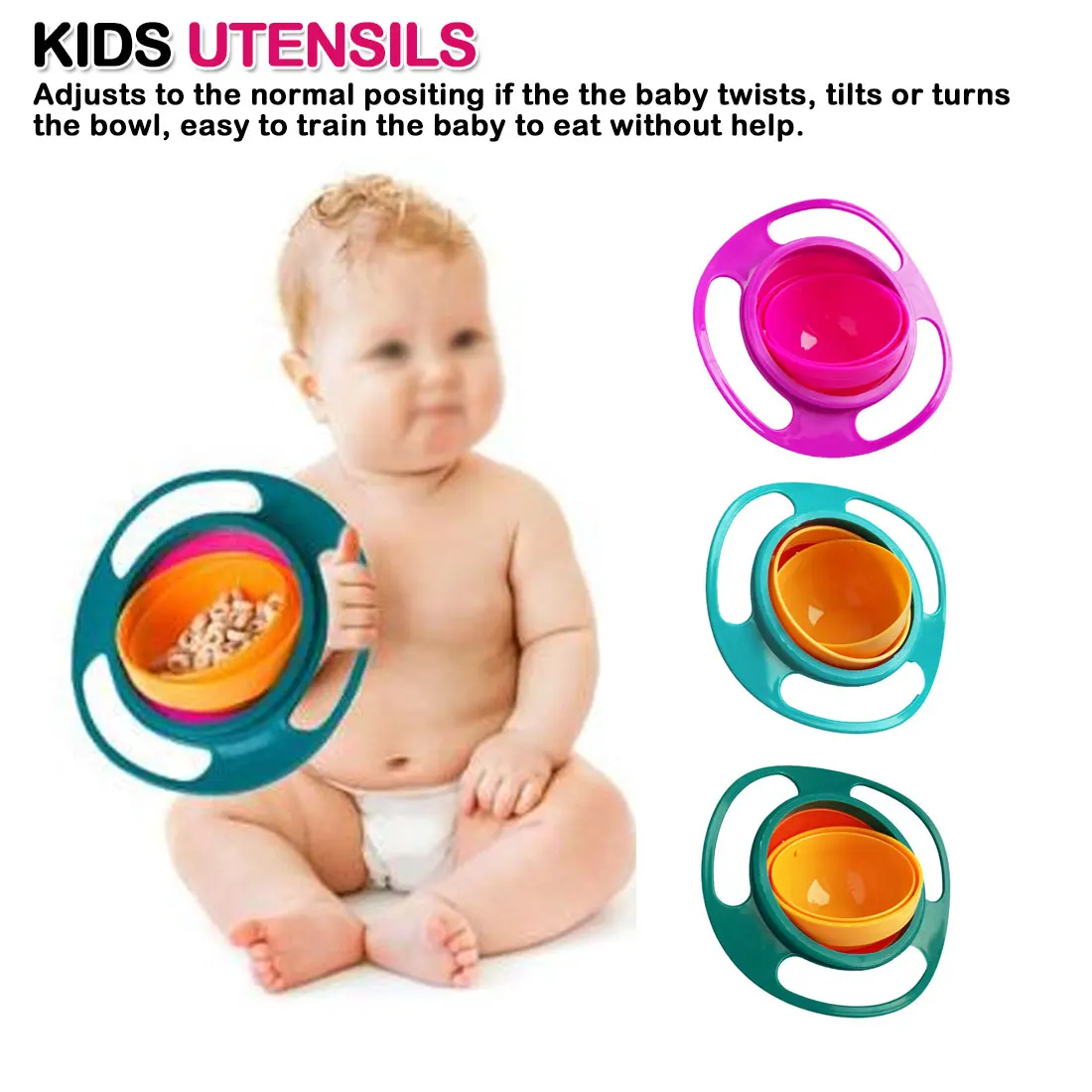 

Universal Gyro Practical Design Children Rotary Balance Novelty Gyro Umbrella 360 Rotate Spill-Proof Solid Feeding Dishes