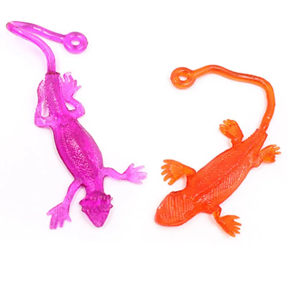 5Pcs Novelty Sticky Lizard Animals Retractable Viscous Creative Rubber Lizard Children Funny Gadget Novelty Toys sticky toys