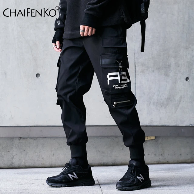 CHAIFENKO Hip Hop Cargo Pants Men Fashion Harajuku Harem Pant Black  Streetwear Joggers Sweatpant Multi-Pocket