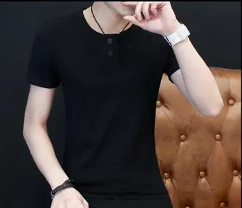 

2020 new popular black white men Cotton short sleeve T-shirt An