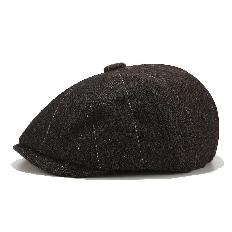 Peaky Blinders мужские береты шапка осень Новая Винтажная восьмиугольная кепка Wo мужская повседневная тыква шляпа в стиле Гэтсби, плоская кепка берет - Цвет: Черный