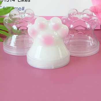 

200ML Cat Claw Shape Jar Slime Foam Ball DIY Clay Printing Craft Storage Containers Organizer Box with Lids 8.2*9 CM