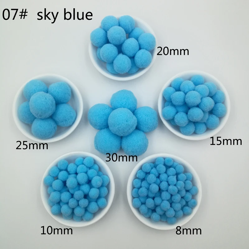 C07 8, 10, 15, 20, 25, 30 мм помпоны, меховые шарики, детские игрушки для рукоделия, рукоделия, швейная одежда, тканевые принадлежности, Свадебный домашний декор - Цвет: C07