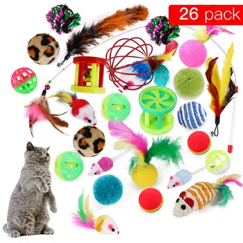 

1 Set Funny Cat Stick Bell Ball Feather Toy Creative Assorted Cat Interactive Cat Play Toy for Kittens