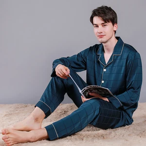 Pijama de seda de hielo para hombre, ropa de dormir cómoda, informal, Noble, de alta calidad, de talla grande, para primavera y verano